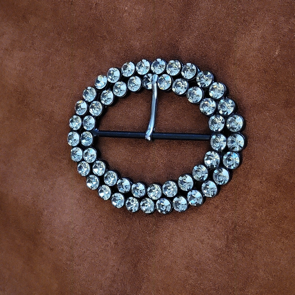 Large Fashion Bling Belt Buckle Black Crystal 4 inches long by Lorad